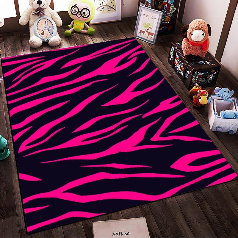 Roze Zebra Streep Tapijt, Gedurfd Dierlijk Patroon, Modern Huisdecoratie Tapijt Geschikt voor gebruik als antislip voor woonkamer slaapkamer banken