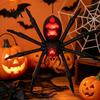 Scary Sounding Spider for Haunted Houses Halloween Animatronics Hanging Decoration, Giant with LED Eyes Large Creepy Party Decor And Sound Outdoor