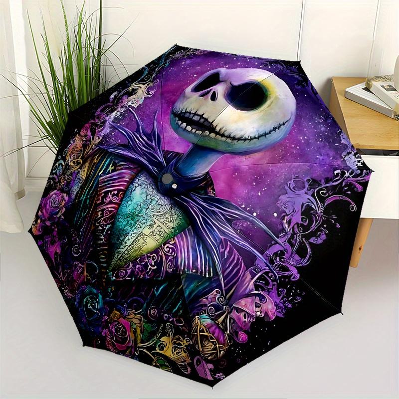 

1 Auto Open Jack Skellington, Nightmare Before Christmas Themed Colorful 8 rib Portable Umbrella for Men and Women, A Compact Commuting Comp
