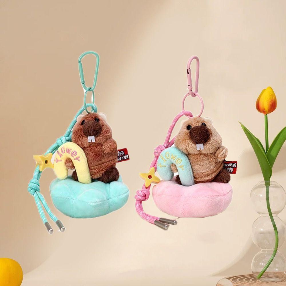 Cartoon Plush Groundhog Keychain Cute Car Keyring Funny Groundhog Dolls Pendant  Girl Gift