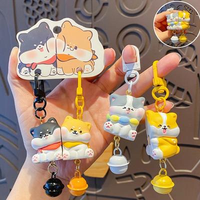 1 Paar Sleutelhanger met Bel Cartoon Hond Vorm Magnetisch Ontwerp Sleutelhanger Sleutels Tassen Telefoons