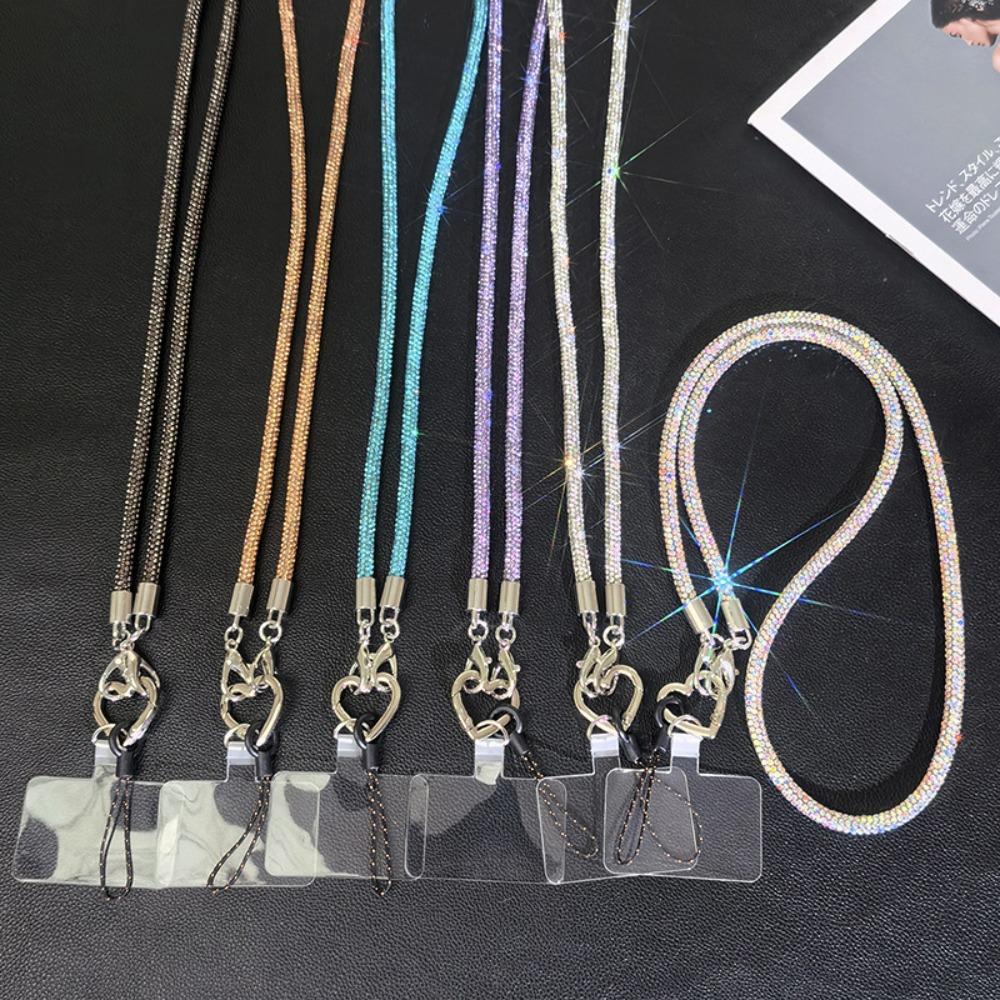 Glitter Crystal Rhinestone Phone Lanyard Bright Bling Bling Phone Case Chain Straps Phone Anti-lost Rope Phone Accessories