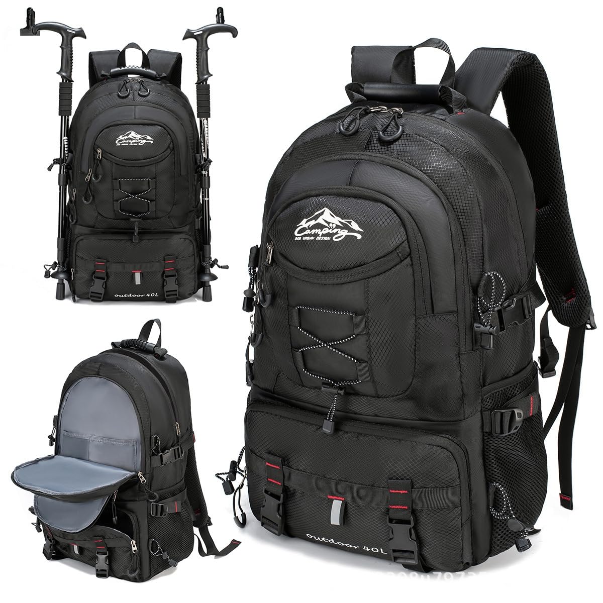 [VNGOLERRY] Outdoor Backpack, Large Capacity, Hiking Backpack, Waterproof, 40L, Lightweight, Water-Repellent, Sports, Travel, Hiking, Camping Bag,
