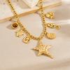 DIEYURO 316L Stainless Steel Irregular Starfish Conch Turtle Multi Pendant Necklace Lady Fashion Ocean Neck Chain Jewelry
