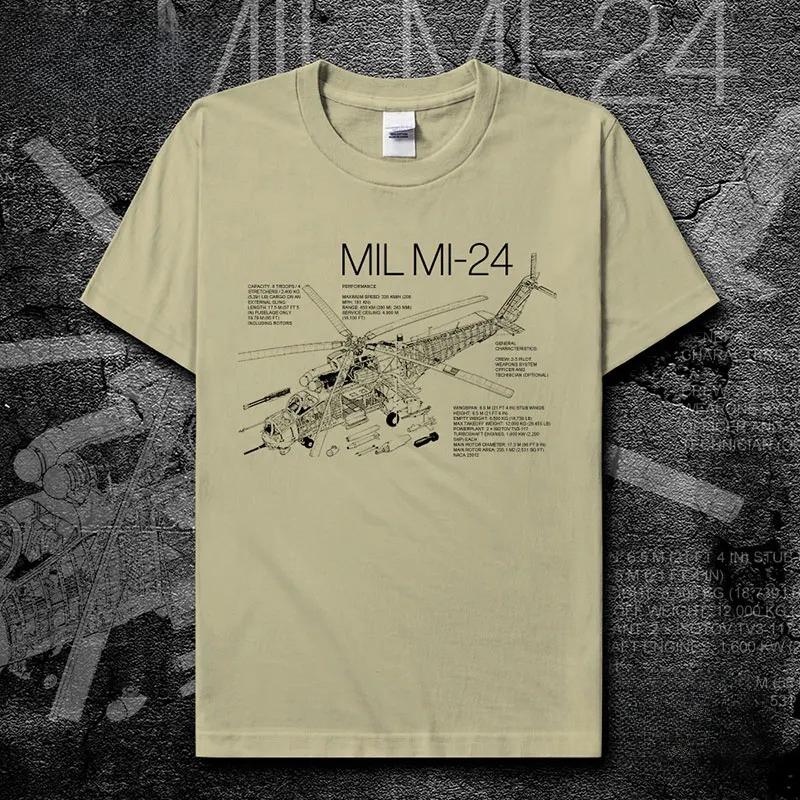 Russian Mi24 Hind Armed Helicopter Detailed Illustration Printing TShirt Cotton ONeck Short Sleeve Unisexs T Shirt Size S3XL S