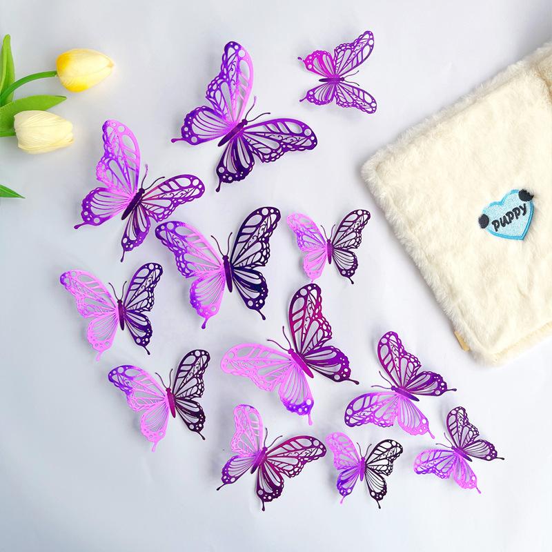 12pcs 3D Butterfly Wall Decor 3 Sizes, Butterfly Decorations for Butterfly Birthday Party Cake Room Decorations