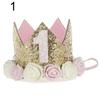 Baby Girl Sequin Number Flower Crown Headband Birthday Party Performing Headwear
