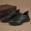 Men's Genuine Leather Casual Shoes with Foam Shock-Absorbing Sole, Lightweight & Versatile, Lace-up design, Thick Sole.