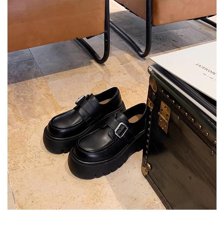 

Виноградный Мама Осенне-зимние женские замшевые лоферы: Круглый носок, британский ретро-стиль с пряжкой, толстая подошва, увеличивающая рост, маленькие кожаные туфли. 37