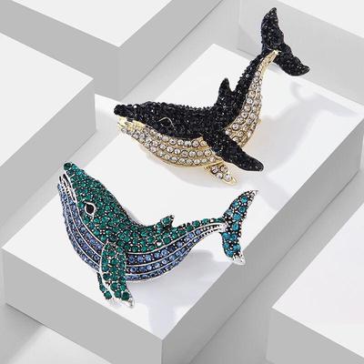 Spilla Delfino Balena con Strass Lanhao Fashion - Accessorio Versatile da Donna per Abbigliamento e Borse