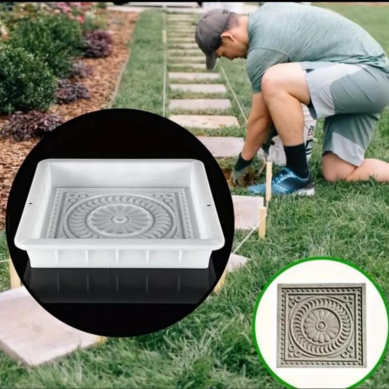 1Pcs Road Concrete Mold DIY Paving Casting Stepping Stone Square Brick Antique Landscape Yard Decor Garden Reusable Making Tools