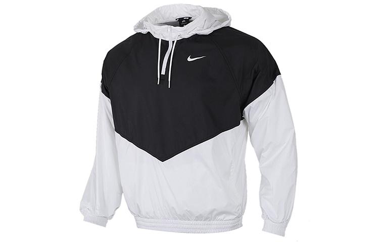 Nike Windbreaker Jackets Men s Black White Hooded Moderate BV0980-010 L