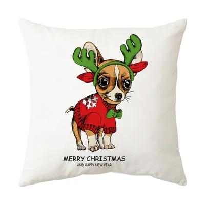Merry Christmas Cushion Cover 45*45 Cartoons Pillowcase Cotton Linen Sofa Cushions Pillow Cases Pillow Covers