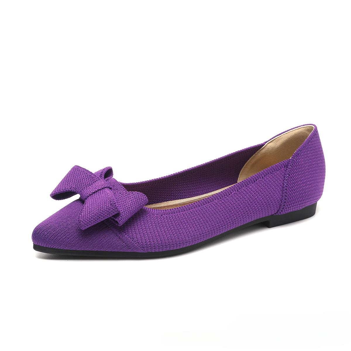 

Балетки для женщин Дышащие вязаные балетки Слипоны Легкие туфли для платья Удобный заостренный носок для работы Ходьба Офисная рабочая обувь для женщин 43 фиолетовый