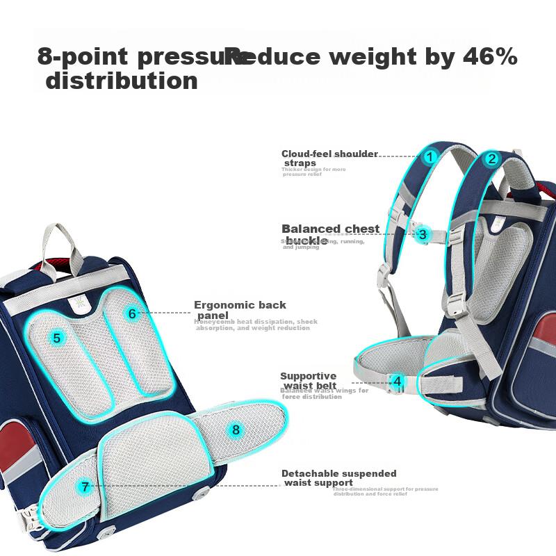 Deli Deli Primary School Backpack for Boys And Girls, British Style Ultra-Light Large Capacity Reduced-Weight