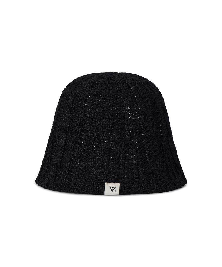 Bajal Vz Label Cable Knit Bucket Hat Black