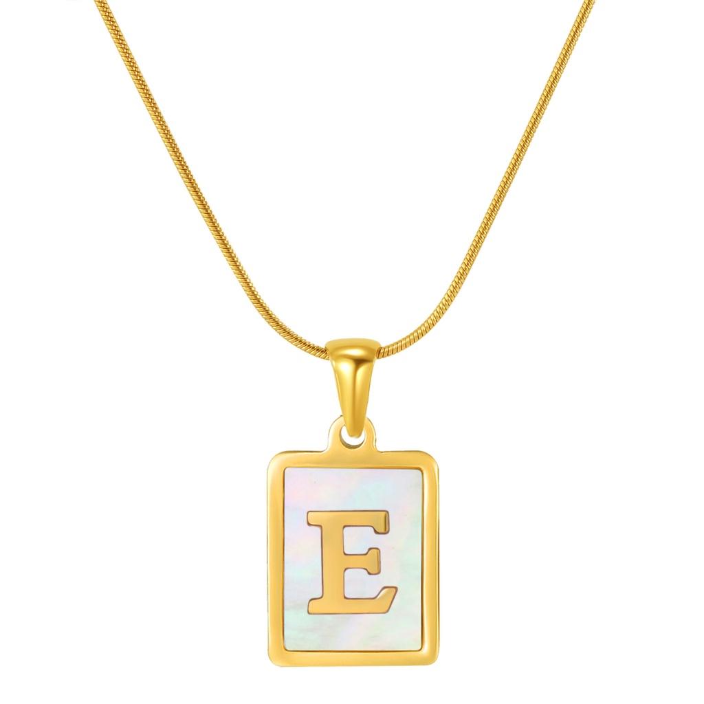 Stainless Steel Snake Chain Alphabet Necklace For Women European And American Style 18k Gold Square Shell Pendant Ins Fashion Characters)
