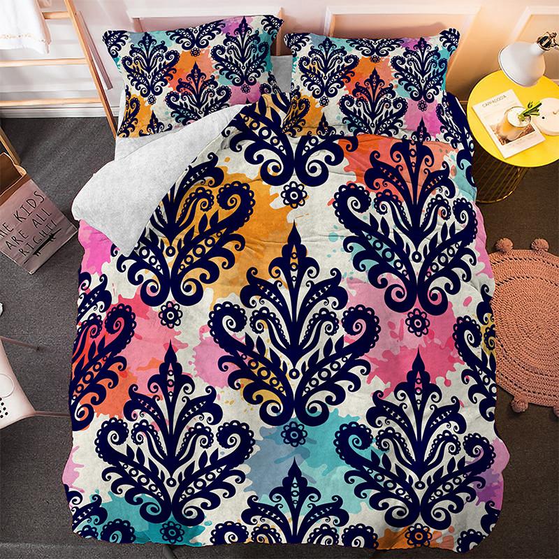 Nepravidelná Geometrie Král Královna Povlak na Peřinu Bohemský Styl Ložní Prádlo Sada Pro Děti Dospívající Dospělé Moderní Umění 2/3ks Polyesterový Povlak na Přikrývku
