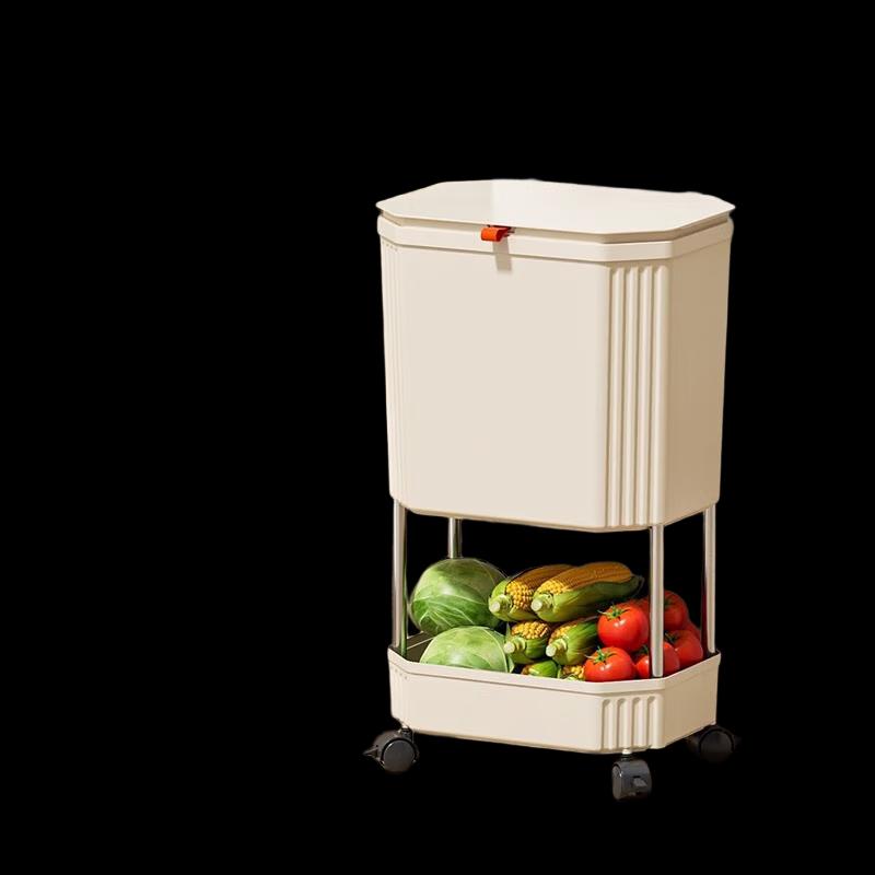 No-Bend Multi-functional Kitchen Trash Can with Storage