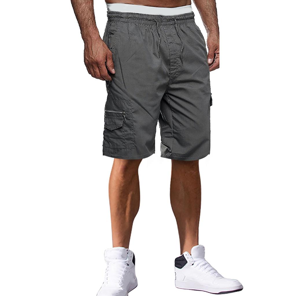 Men's Drawstring Belted Multi-pocket Cargo Shorts