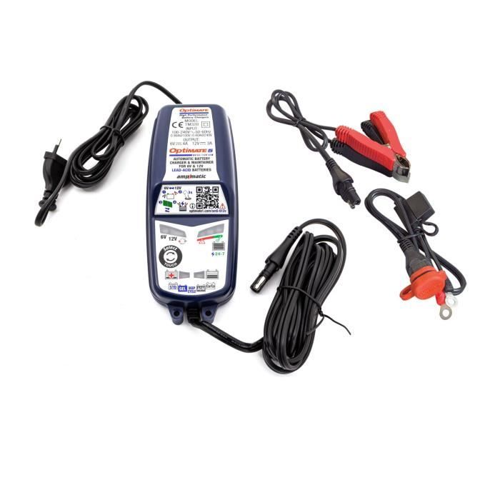 Chargeur de batterie moto - TECMATE - Optimate 5 - Start-Stop - Bleu - 12V