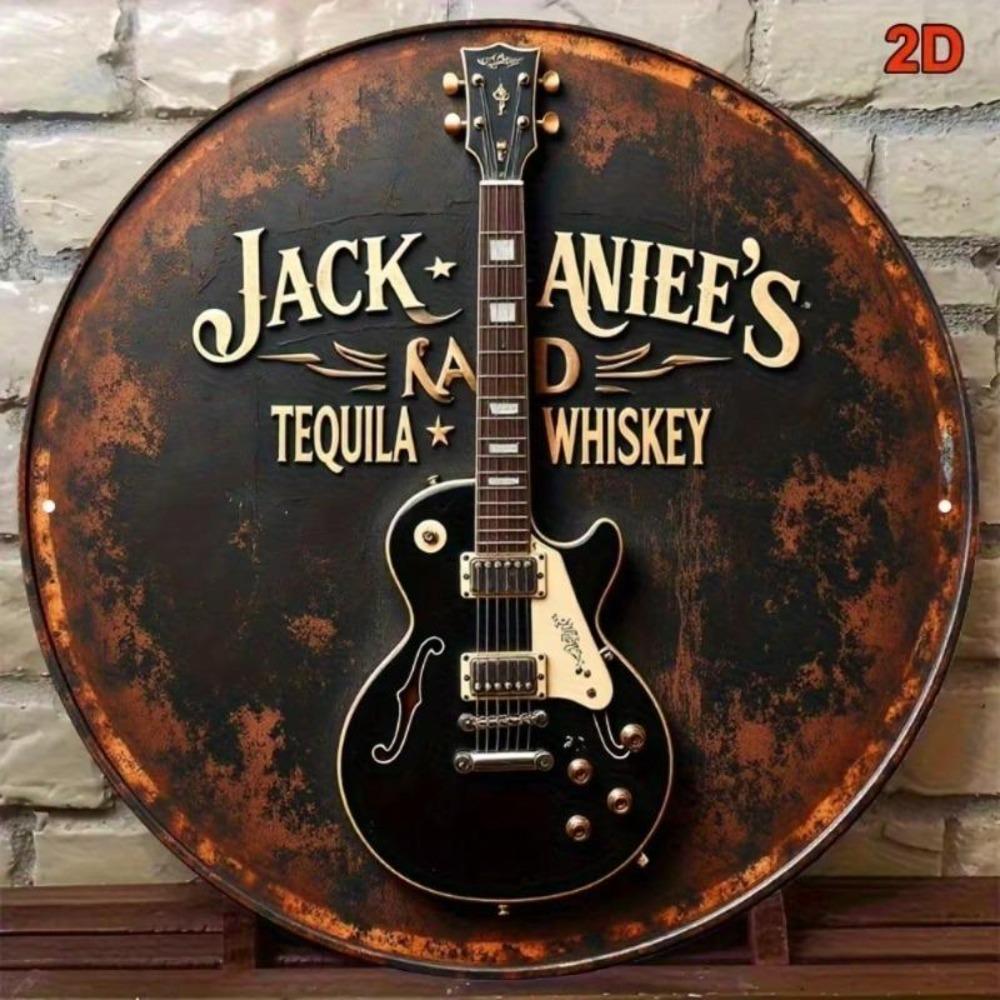 Vintage Metal Wall Decor Retro Guitar Bar Sign Rustic Country Music Art