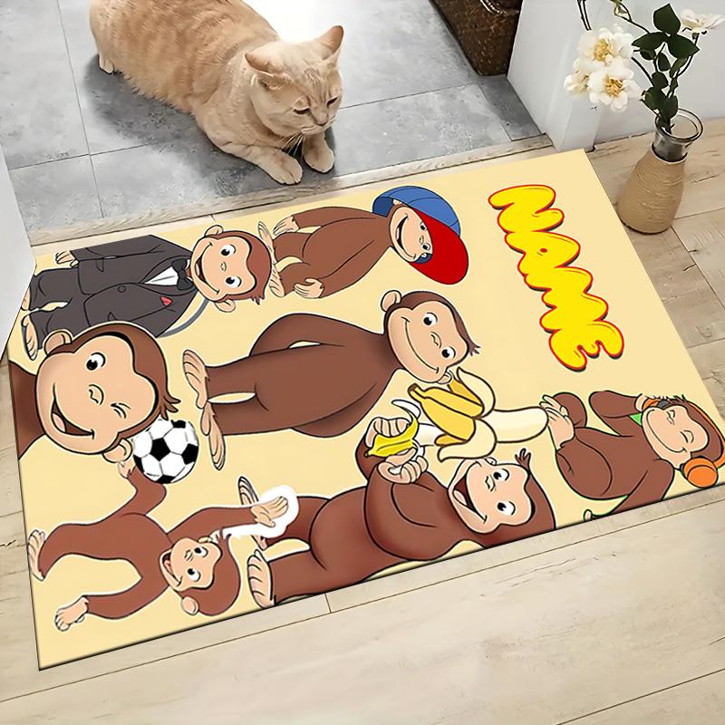 Custom Name Curious Monkey Adventures Carpet Rug Customizable Soft Washable Anti-Slip Home Living Room Sofa Mats Personalized Rug. 0909419