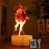 Genshin Impact 3D Lamp LED Night Light Anime Figures Zhongli Raiden Shogun Remote RGB Dream Colors Kids Bedroom Home Decor Gifts