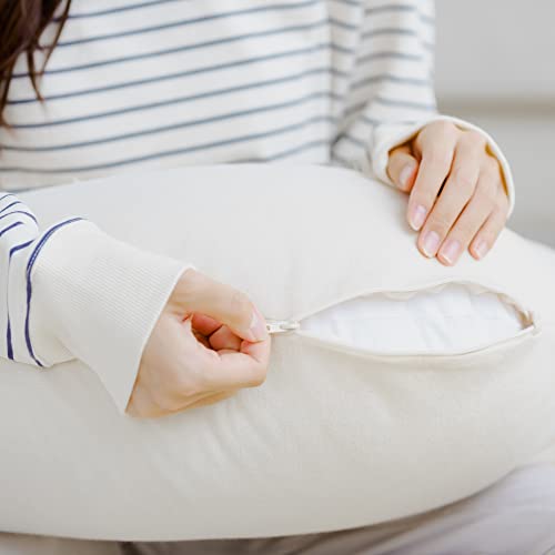 MORIPiLO Body Pillow for Pregnancy and Nursing (With Pillow), Soft, Side-Sleeping, Sims Position, L-Shaped, Beige, 58x100x16cm, by Morishita Makura