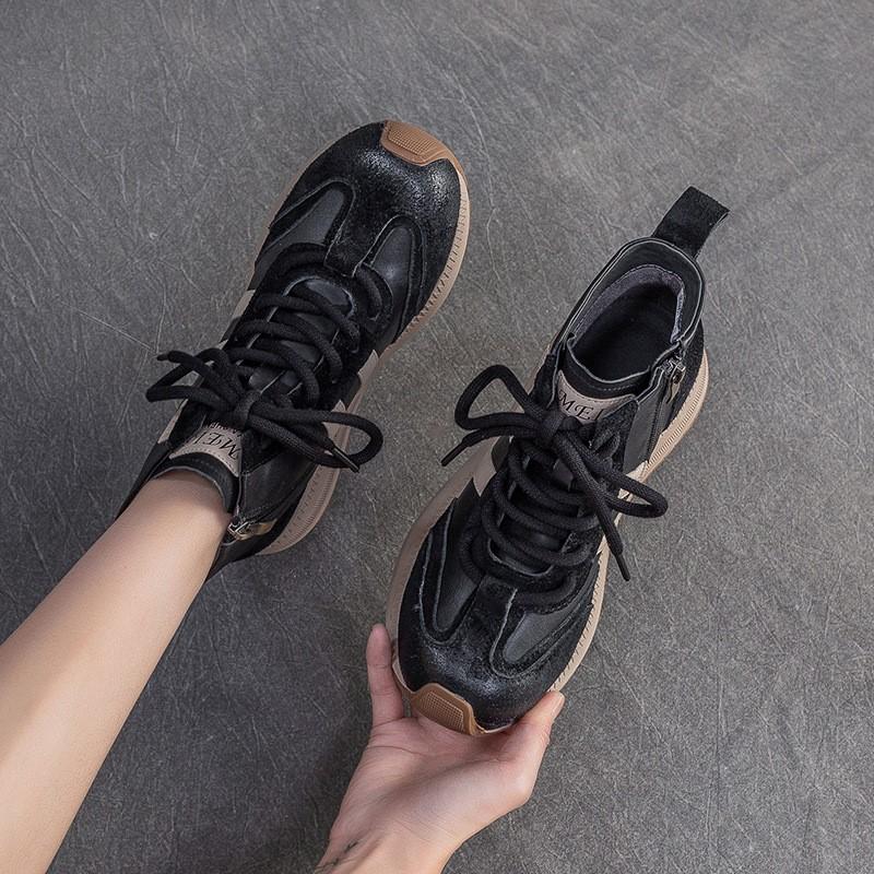 Fashion GKTINOO Genuine Leather Casual Sports Shoes Autumn Winter 2025 New Versatile Lightweight Comfortable And Lace Up Women's Shoes