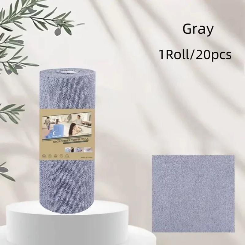 1 Roll/20pcs Reusable Microfiber Cleaning Wipes - High Absorbency, Durable & Machine Washable Kitchen Towels for Dishes