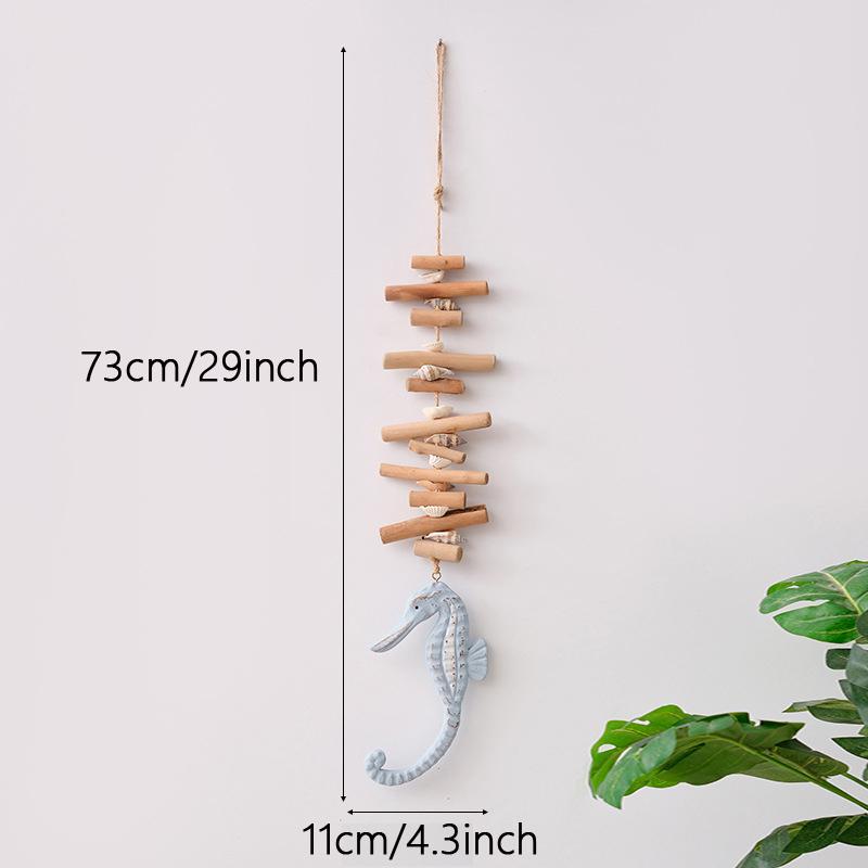 1pc Creative Mediterranean Fish Pendant Wood Carving Figurine Ocean Theme Accessories Shell Wall Hanging Home Decoration