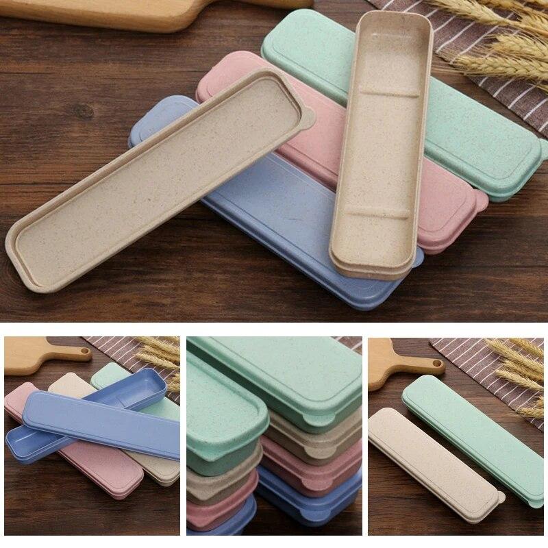 21/24cm PP Portable Travel Tableware Storage Box Case Food Grade Dinnerware Kitchen Fork Spoon Box For Kid School Cutlery