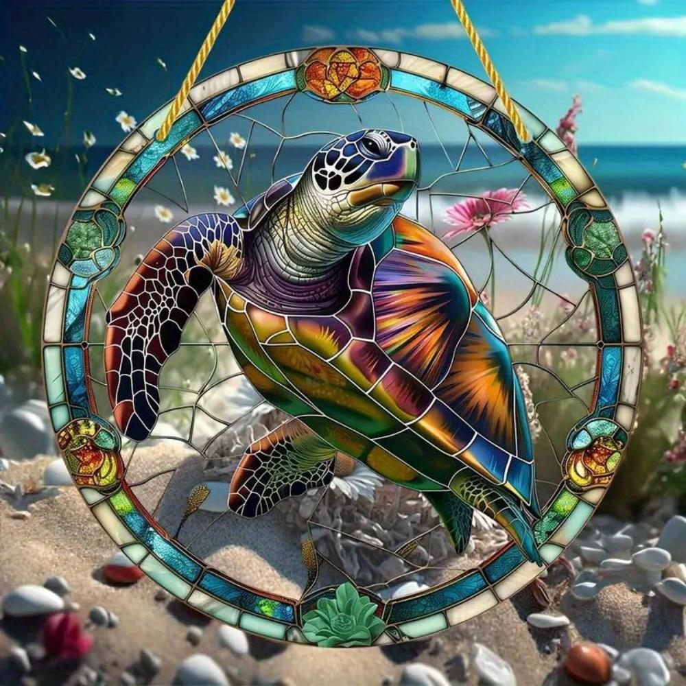 Garten-Sonnenfänger im Schildkröten-Stil aus Buntglas, Garten-Sonnenfänger aus Acryl, geeignet als Dekoration für Haus und Garten, Veranda, Schlafzimmer und Partygeschenke
