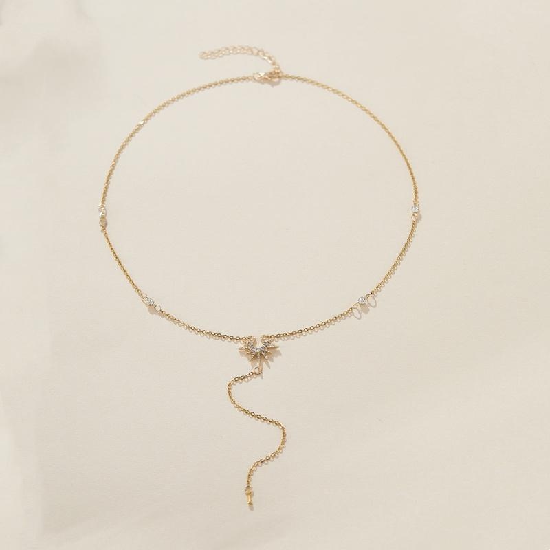 Fashion Necklace for Women Gold Color Layered CZ Y-Shaped Pendant Drop Dangle Necklaces for Mom Teen Girls Jewelry Gift