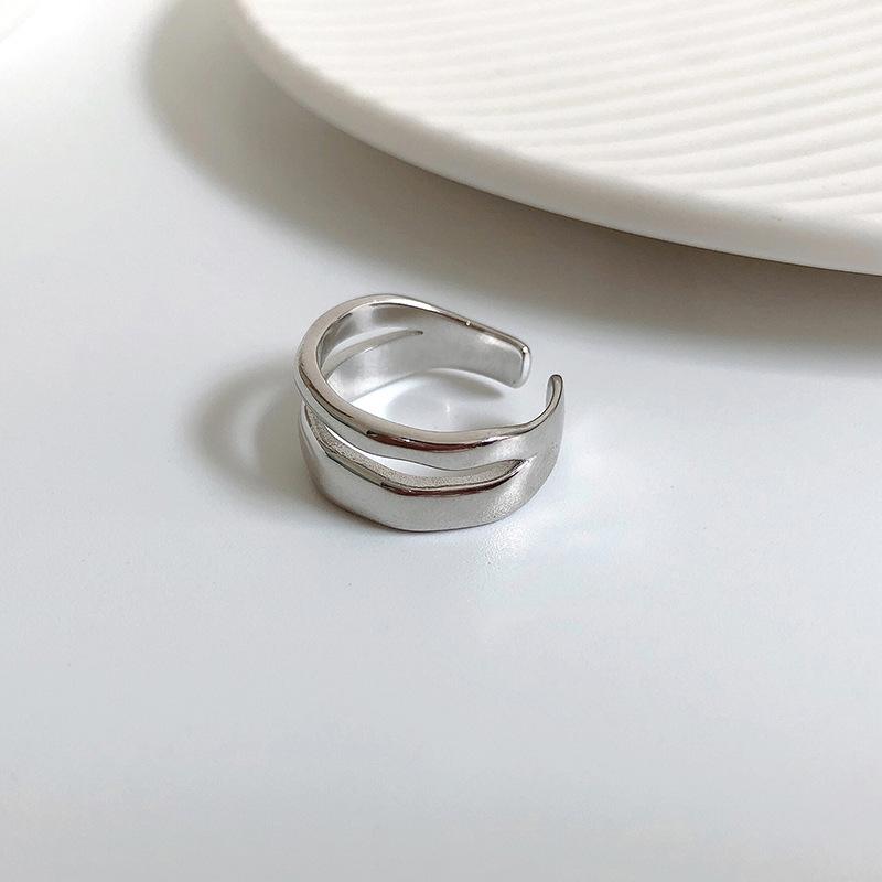 Women s Retro Double Layer Square Index Finger Ring Adjustable Opening