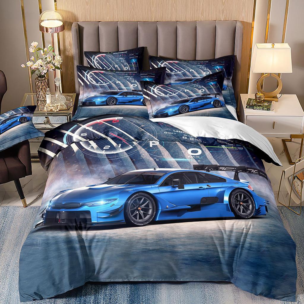 Bedding Three-Piece Set 3D Digital Printing Cartoon Fire Truck Children'S Polished Duvet Cover