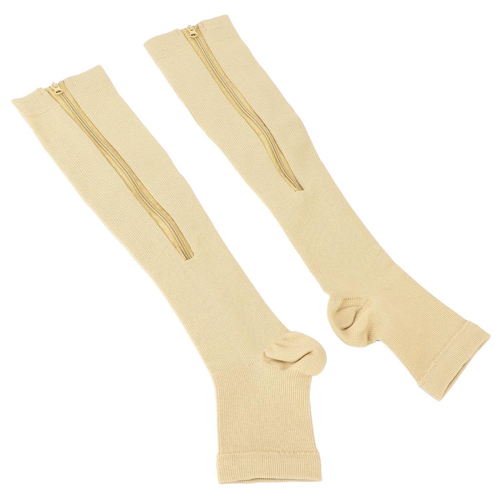 Breathable Compression Stockings Zipper Design Knee High Length Sports Pressure HoseL XL