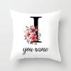 Personalized Name Flower Letter Pillow Case Alphabet Print White Square Pillow Case Dust Cover Bedroom Party Decoration