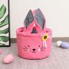 Easter Basket Plush Bunny Candy Bag - Soft Fabric Storage Bin for Kids Cartoon Easter Decor Pastel Gift Holder