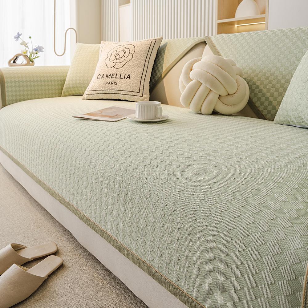 Cream Wind Advanced Straight Row Sofa Cushion  New Four-Season Universal Fixed Non-Slip Backrest Cushion Cover Cloth Towel