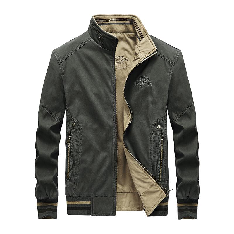 New Men's Casual Jacket Jacket Large Size Stand Collar Men's Youth Reversible Large Size Coat Clothes