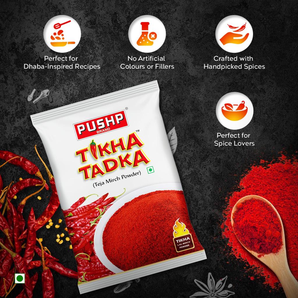 Pushp Spicy Red Chilli Powder Premium Quality Lal Mirchi Powder For Authentic Indian Cooking And Bold Spicy Flavor 1kg