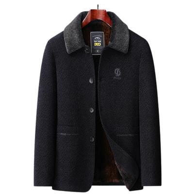 Inverno Nuovo Cappotto da Uomo in Ciniglia Business Casual Corto con Colletto in Pelliccia Risvoltato Piled Addensato Cappotto da Uomo