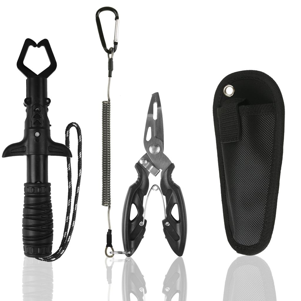 Fish Lip Gripper Pliers & Fish Lip Gripper Set Upgraded Muti-Function Hook Remover Split Ring Pliers for Ice Fishing Gear