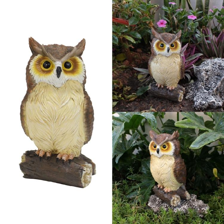 Garden Owl Statue Display Ornament Desktop Figurines Decor Sculpture for Patios