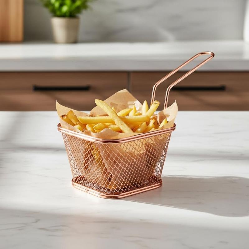 New French Fries Basket Portable Stainless Steel Chips Mini Frying Basket Strainer Fryer Kitchen Cooking Basket Colander Accesso