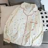 Women's Spring & Autumn Cloud Cotton Pajama Set - Thin Print & Embroidery, Loose Fit, Long Sleeve & Pants Home Wear.