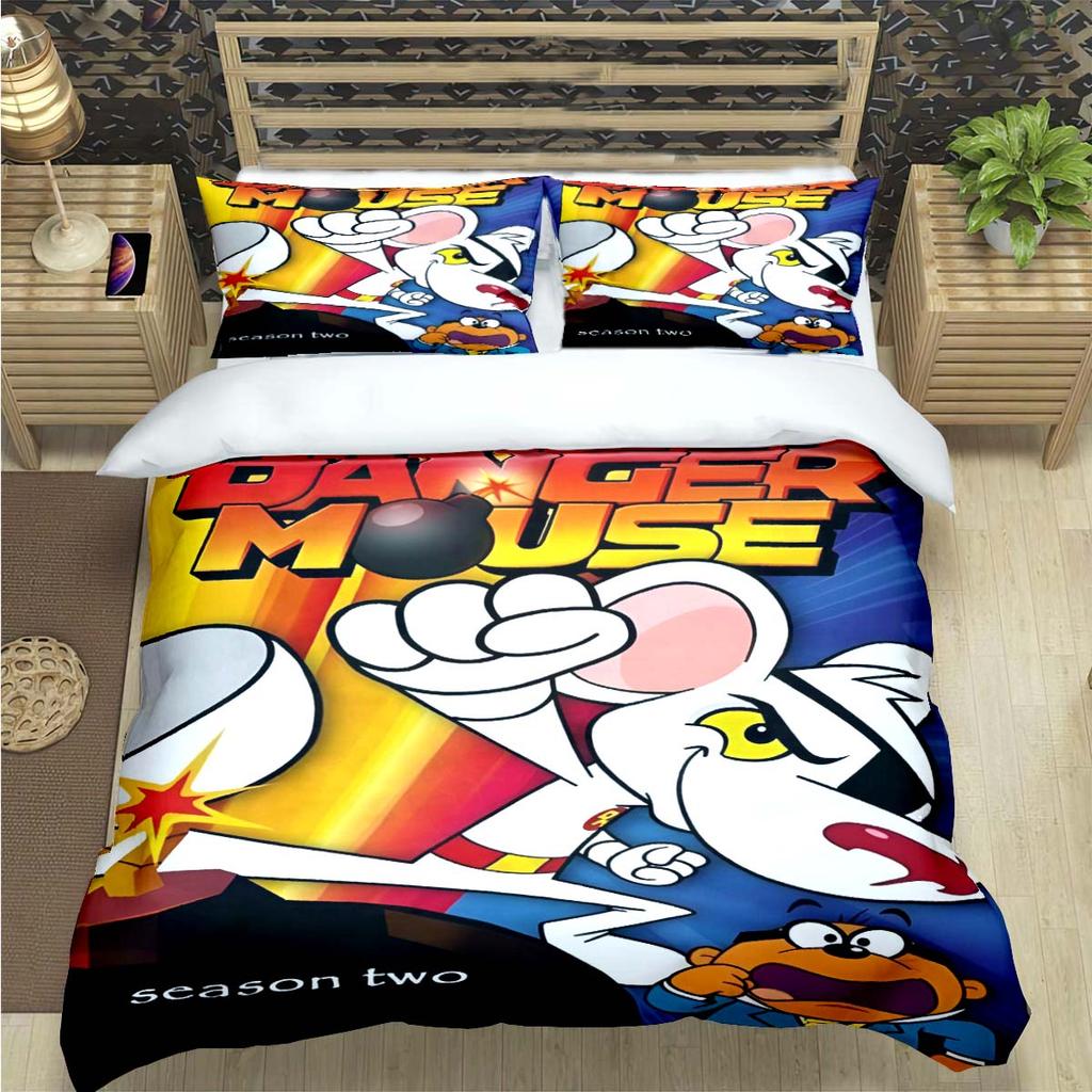 Popular Cartoon D-Danger Mouse Print Bedding Sets Bed Supplie Set  Comforter Set  Teens Girls Twin Single Kid Gift