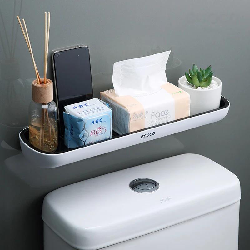ECOCO Badezimmer Aufbewahrungsregal Duschregal Bohren Freie Klebebefestigung Kosmetik Organizer An der Wand Handtuchhalter Küchenorganizer